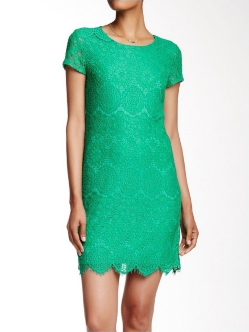 Green Lace Shift Dress - Women's Dress